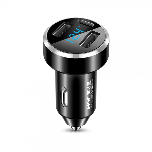 HSC-2000 4.8A Type-c Dual USB Aluminum Alloy Car Charger