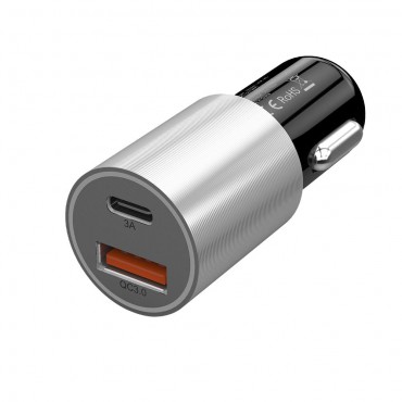 2 Port USB Car Charger Qualcomm Quick 3.0 QC 2.0 Compatible and Type C 3A Fast Charging