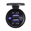 P2-S Touch Switch 2.1A+2.1A Dual USB Car Motorized Modified Charger Mobile Phone 12-24V