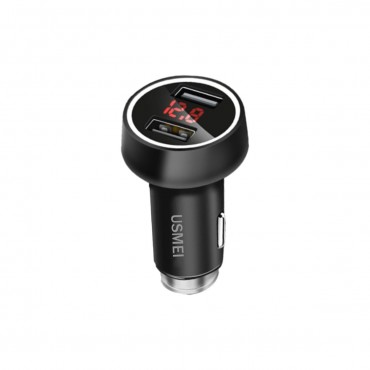 C7 Zinc Alloy 3.6A Dual USB Car Charger Breathing Light With Voltage Current LED Display