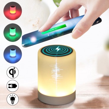 Wireless Phone Charger 10000mAh Power Bank LED Light Lamp for iPhone X for Samsung