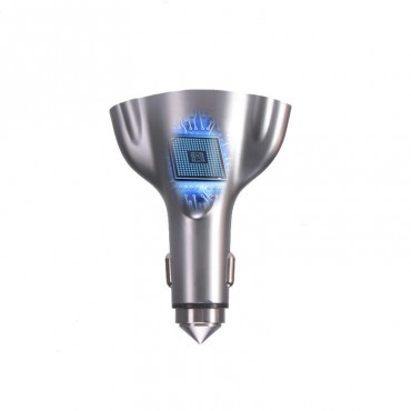 ZQ-L101 Mini Safety Hammer Metal Car Charger Dual USB CSR bluetooth 4.1 Headset with Voltage Monitor