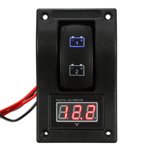 12V Marine Boat Dual LED Battery Test Panel Rocker Switch LED Voltage Volt Meterr