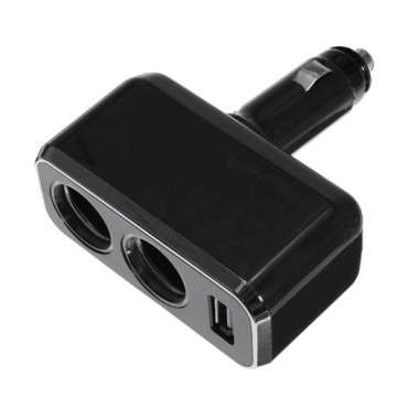 2 Way Car Cigarette Lighter Socket with USB 90 Degree Rotate