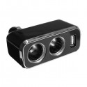 2 Way Car Cigarette Lighter Socket with USB 90 Degree Rotate