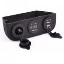 C883 Car Dual Usb Charger + Volt Meterr + Cigarette Lighter Socket