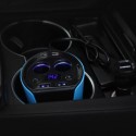Car Cigarette Lighter Dual USB Charger Independent Switch Voltage Display