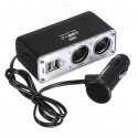 Double USB Port 2 Way Car Cigarette Lighter Socket Splitter Charger