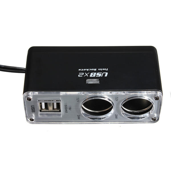 Double USB Port 2 Way Car Cigarette Lighter Socket Splitter Charger