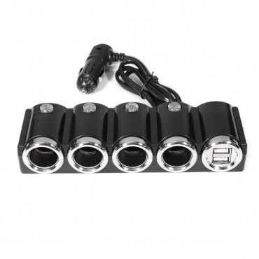 Dual USB 4Way Splitter Car Cigarette Lighter Socket Power Charger Adapter 12/24V