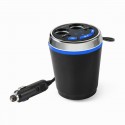bluetooth Wireless FM Car Dual USB Charger Socket Cup Holder Adapter Handfree call
