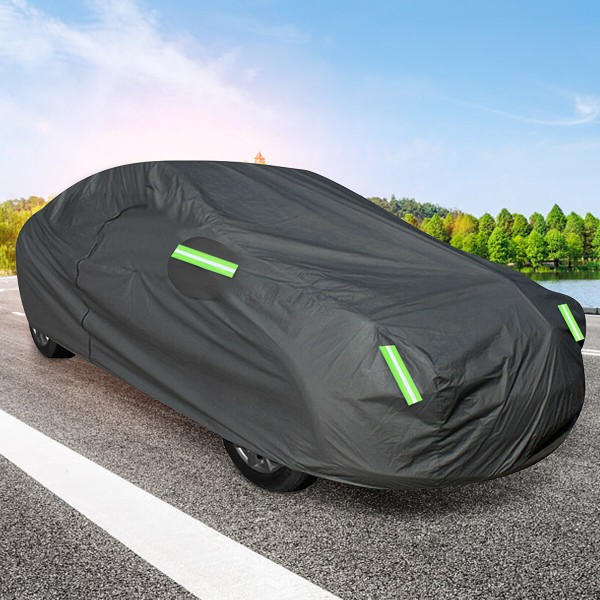2 Layer Outdoor FUll Car Cover Waterproof Snow Dust Sun UV Shade Cover Foldable Size L For Sedan Saloon