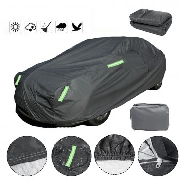 490cm XL 2-layer Sedan Full Car Cover Waterproof Dustproof Rainproof And Cotton Jersey With 6 Reflective Strips