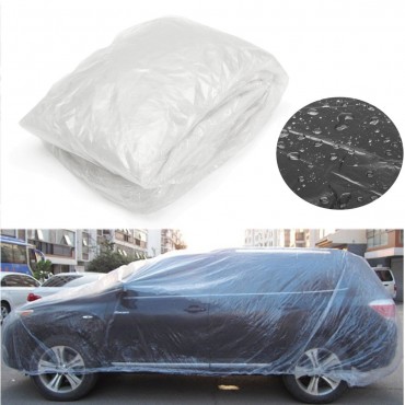Clear Plastic Temporary Disposable Universal SUV Car Cover Rain Dust Snow