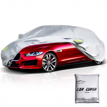 Car Cover Outdoor Sedan Cover Waterproof Windproof All Weather Scratch Resistant Outdoor UV Protection with Adjustable Buckle Straps