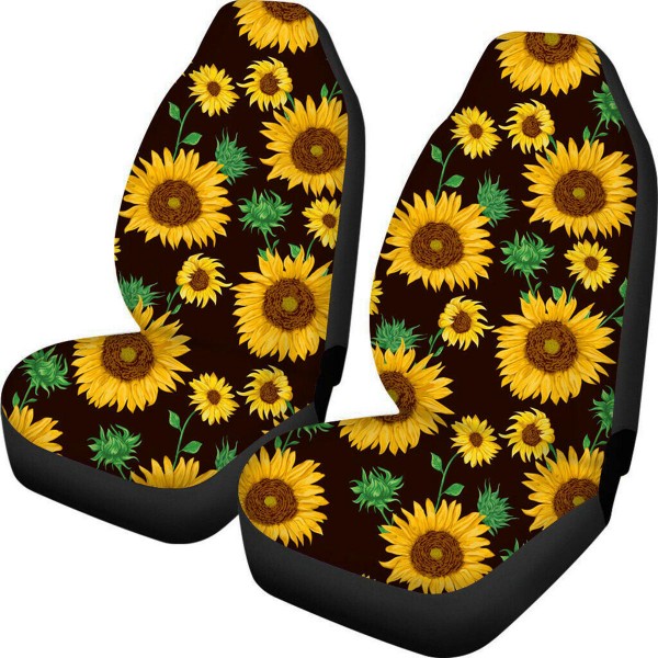 2PCS Auto Car Seat Covers Front Full Sunflower Universal Fit Elastic Protector