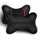 2PCS PU Leather Knitted Car Headrest Pillow Neck Support Cushion Seat Accessories