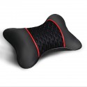 2PCS PU Leather Knitted Car Headrest Pillow Neck Support Cushion Seat Accessories