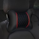 2PCS PU Leather Knitted Car Headrest Pillow Neck Support Cushion Seat Accessories