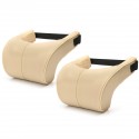 2Pcs Leather Memory Foam Car Neck Rest Pillow Safety Cushion Head Support Covers