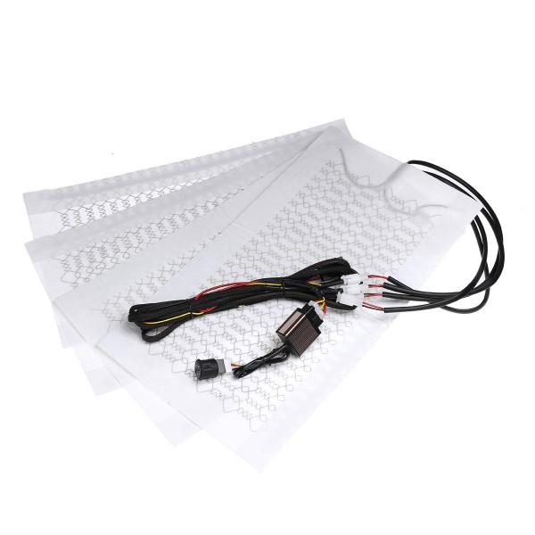 4Pcs Universal Carbon Fiber Car Heated Seat Heater Pad Kit High Low Temp Switch