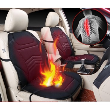 Universal Car Auto Heated Seat Cushion Cover Pad Warmer Winter Autumn Double-Seat Black 12V