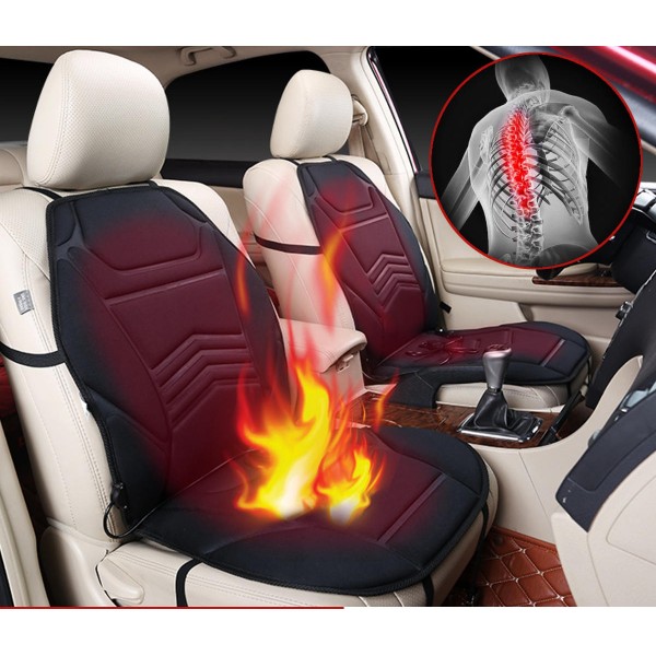 Universal Car Auto Heated Seat Cushion Cover Pad Warmer Winter Autumn Double-Seat Black 12V