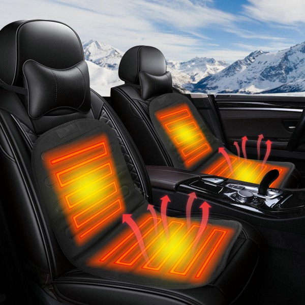 Universal 12V Electric Car Front Seat Heating Cover Padded Thermal Cushion Black