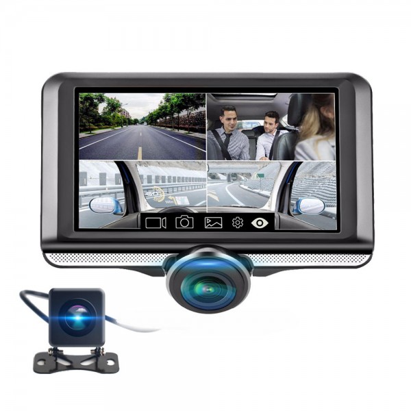 360° Panorama FHD 1080P Night Vision Anti-glare Touch Car DVR Auto Cycle Recording Parking Monitor Built in Microphone with Rear Camera