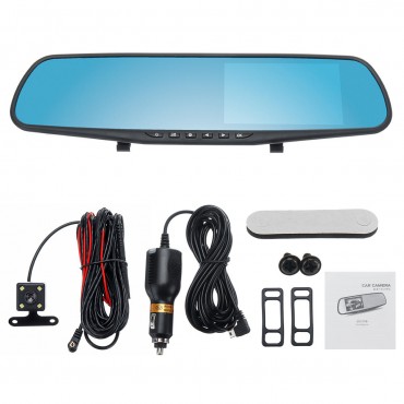 4.3 Inch Double Lens Car DVR Rearview Mirror Driving Recorder Night Vision Parking Monitoring
