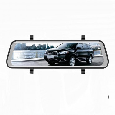 9.66 Inch Full Touch Screen Mirror Dual Lens 1080P Front 720P Rear Night Vision WDR HDR Car DVR Camera