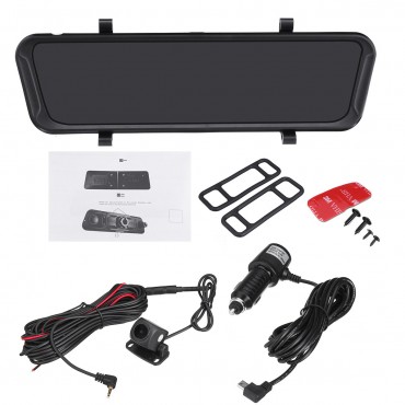 Full Screen 9.66 Inch Touch Screen Night Vision Rearview Mirror Car DVR Camera