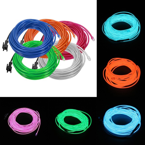 1-5m Flexible Neon Light Glow EL Wire Rope Cable Strip for Car Decor Party Clothing