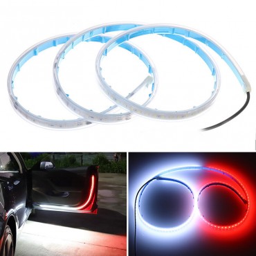 2PCS 1.2m LED Car Door Warning Lights Anti-collision Waterproof Flexible Streamer Signal Lamp