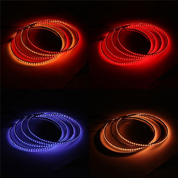 4PCS 15.5 Inch General Car 60 LED Wheel Ring Lights RGB 5050 SMD bluetooth Control Lamps DC12V 25W Single Row Light Strip