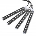 4PCS RGB LED Car Floor Decoration Lights Strips Sound Active Atmosphere Lamp Kit Car Lighter Type with Remote IR Control