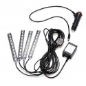 4Pcs LED Car Interior Decoration Lights Floor Atmosphere Light Strip Phone App Control Colorful RGB