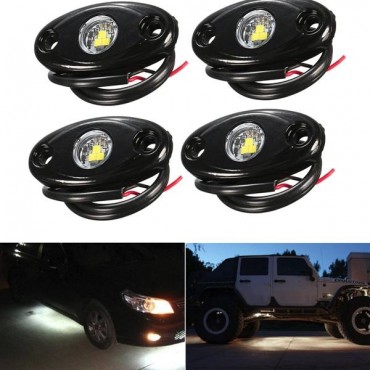 4pcs 9W LED Rock Light Chassis Lights Ship Deck Lamp For JEEP Off Road SUV Boat Car Truck