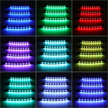4pcs RGB LED Car Interior Floor Atmosphere Lamp Decoration Lights Kit with Car Lighter Plug