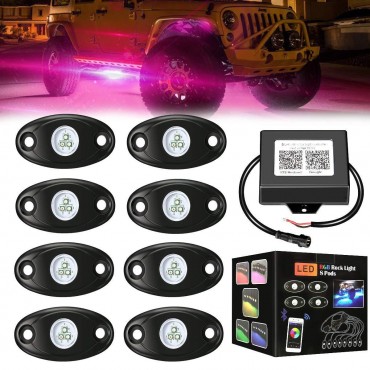 8PCS 12V USB RGB LED Car Atmosphere Lights Interior Decoration Lamp Phone bluetooth APP Control