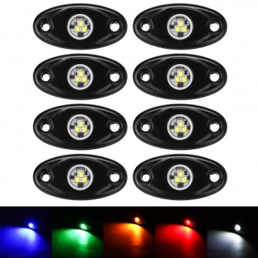 8Pcs LED Deck Bottom Lights Atmosphere Decoration Lamps Offroad Car Truck Boat Camper SUV 6000K Waterproof