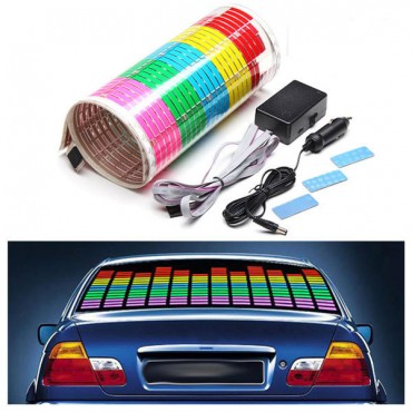 90 x 25cm Sound Rhythm Activated Car Sticker LED EL Sheet Music Light Colorful Flash