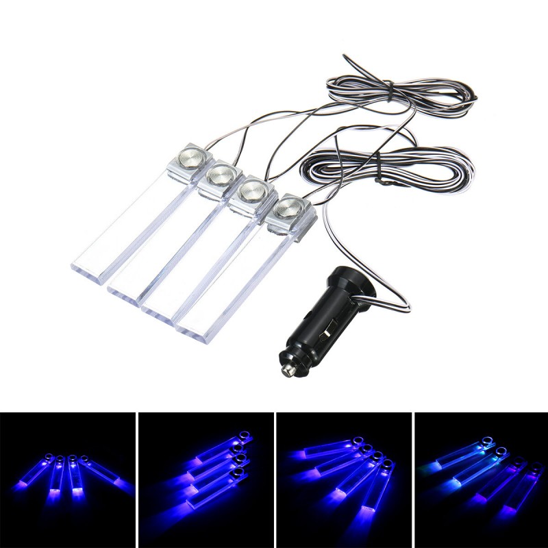 Car LED Atmosphere Lamp Interior Decoration Lamp Indoor Foot Lamp Cig Lighter Colorful/Blue