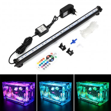 LED RGB Aquarium Light 48cm 16 Color RF Remote Control Waterproof Fish Tank Underwater Lamp