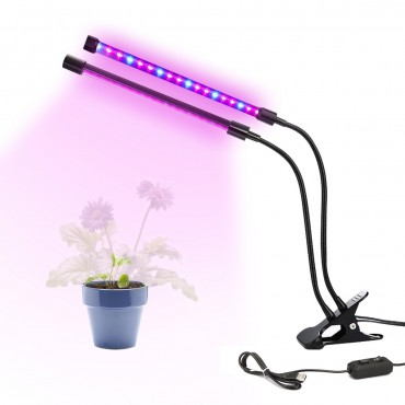 Dual Head 36LED Plant Grow Light 18W Plant Lamp USB Timing Adjustable Flexible Gooseneck for Indoor Plants Greenhouse