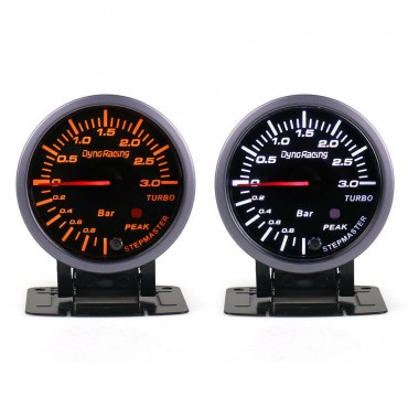 12V 0-3Bar 2.3 Inch LED Pointer Turbo Boost Pressure Gauge Bar Meter Black Vacuum Press Meter