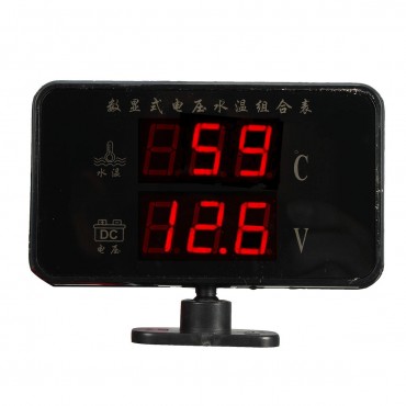 12V 24V Digital Car Voltage Water Temperature Gauge