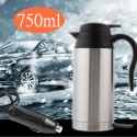 12V 750ml Stainless Steel Electric In-Car Kettle Car Travel Heating Water Bottle