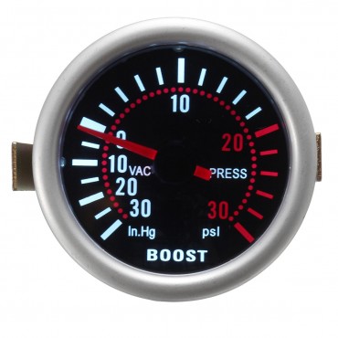 2 Inch 52mm Universal LED Car Turbo Boost Pressure Gauge 30 Psi Meter Smoked Dials