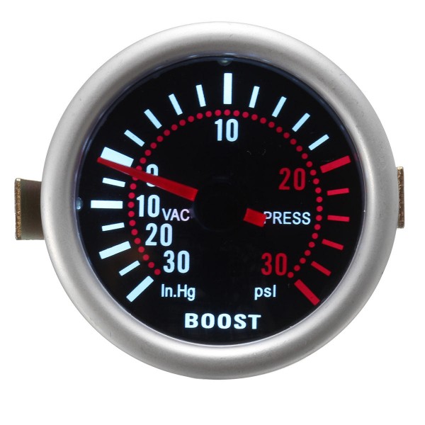 2 Inch 52mm Universal LED Car Turbo Boost Pressure Gauge 30 Psi Meter Smoked Dials